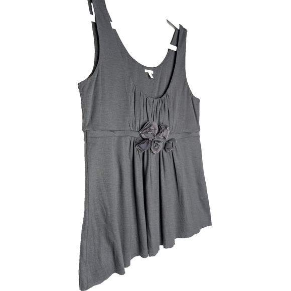 VTG J Crew Gray Wool Babydoll Top Y2K Softcore Balletcore Coquette Rosette Tank - Picture 4 of 6